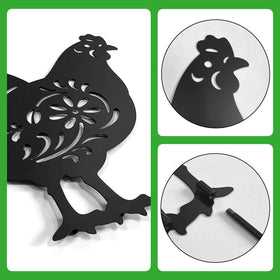Hokfirm black finish chicken decor withstands rain and sun.