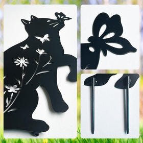 Hokfirm outdoor cat decor stakes create welcoming yard art.