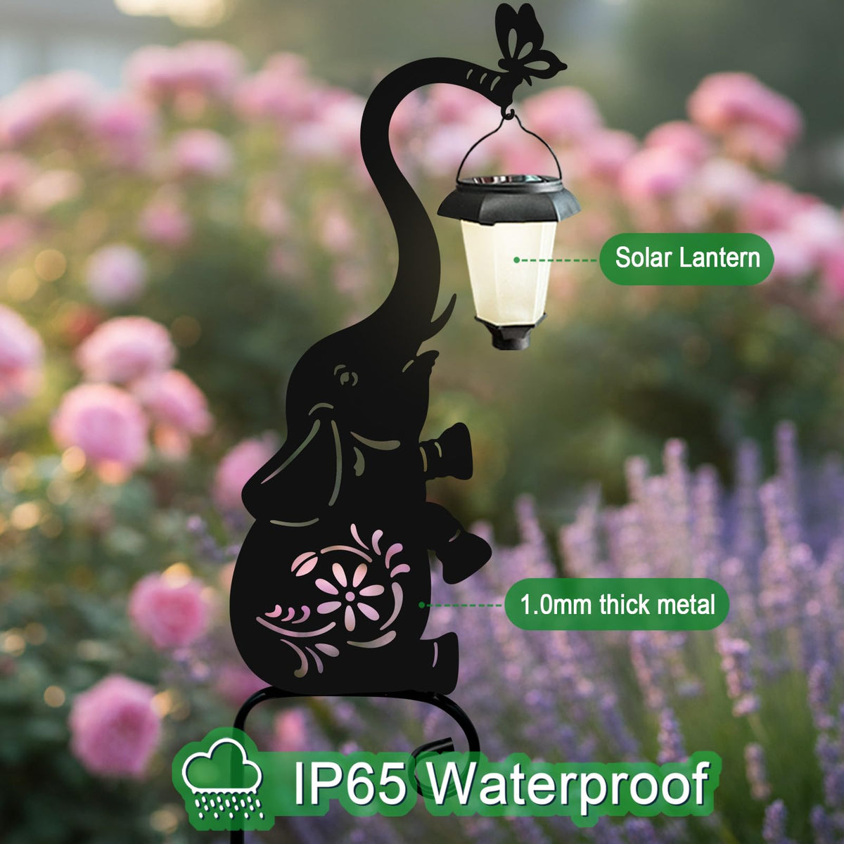 Hokfirm outdoor garden statue lantern elephant creates inviting ambiance for guests.