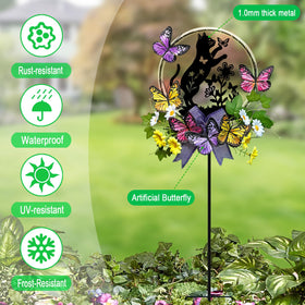 Hokfirm waterproof cat garden stake lighting for lawn and walkway