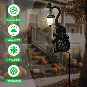 Hokfirm solar-powered yard decor elephant brightens patios during evenings.