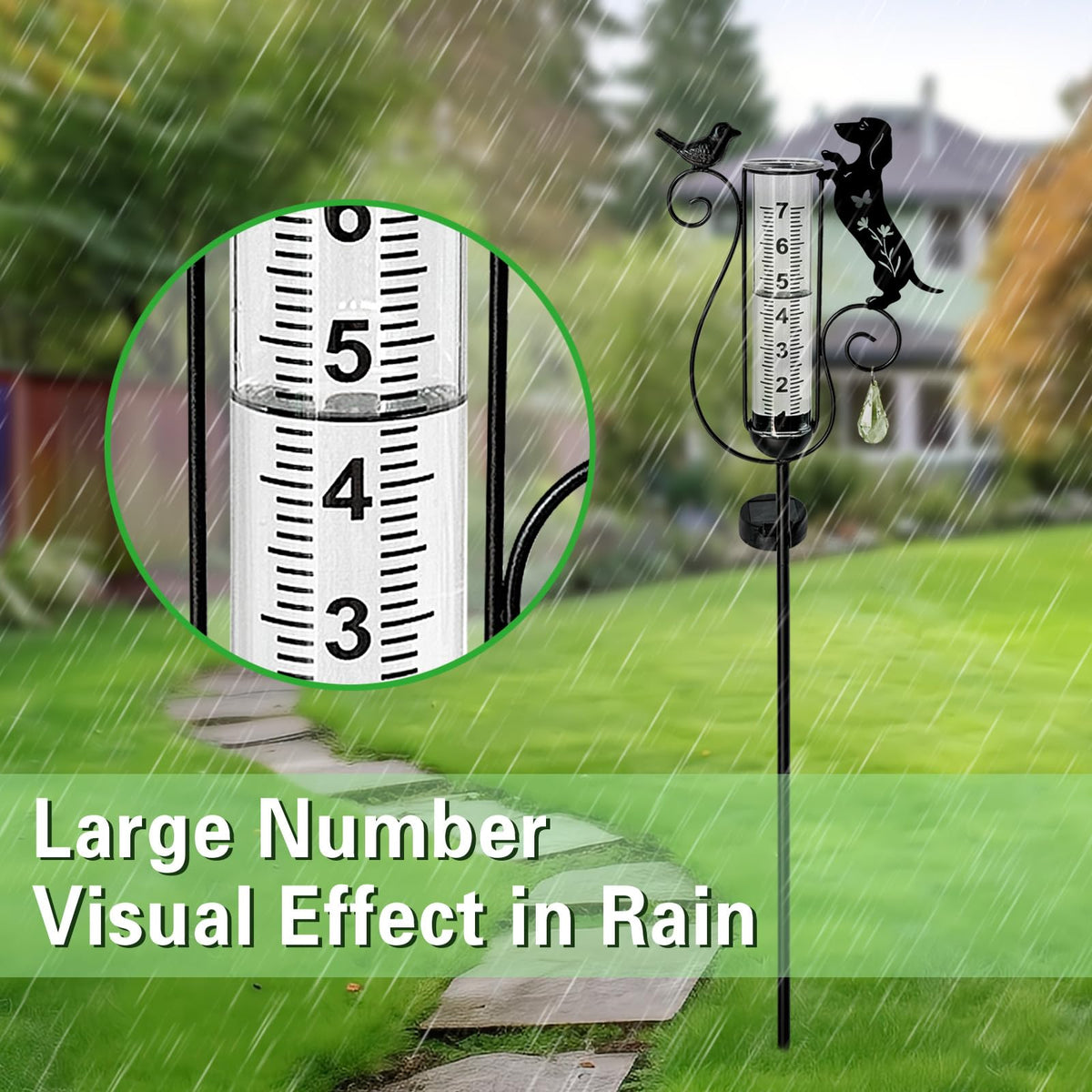 Hokfirm upgraded gauge tube for easy-to-read rain levels.