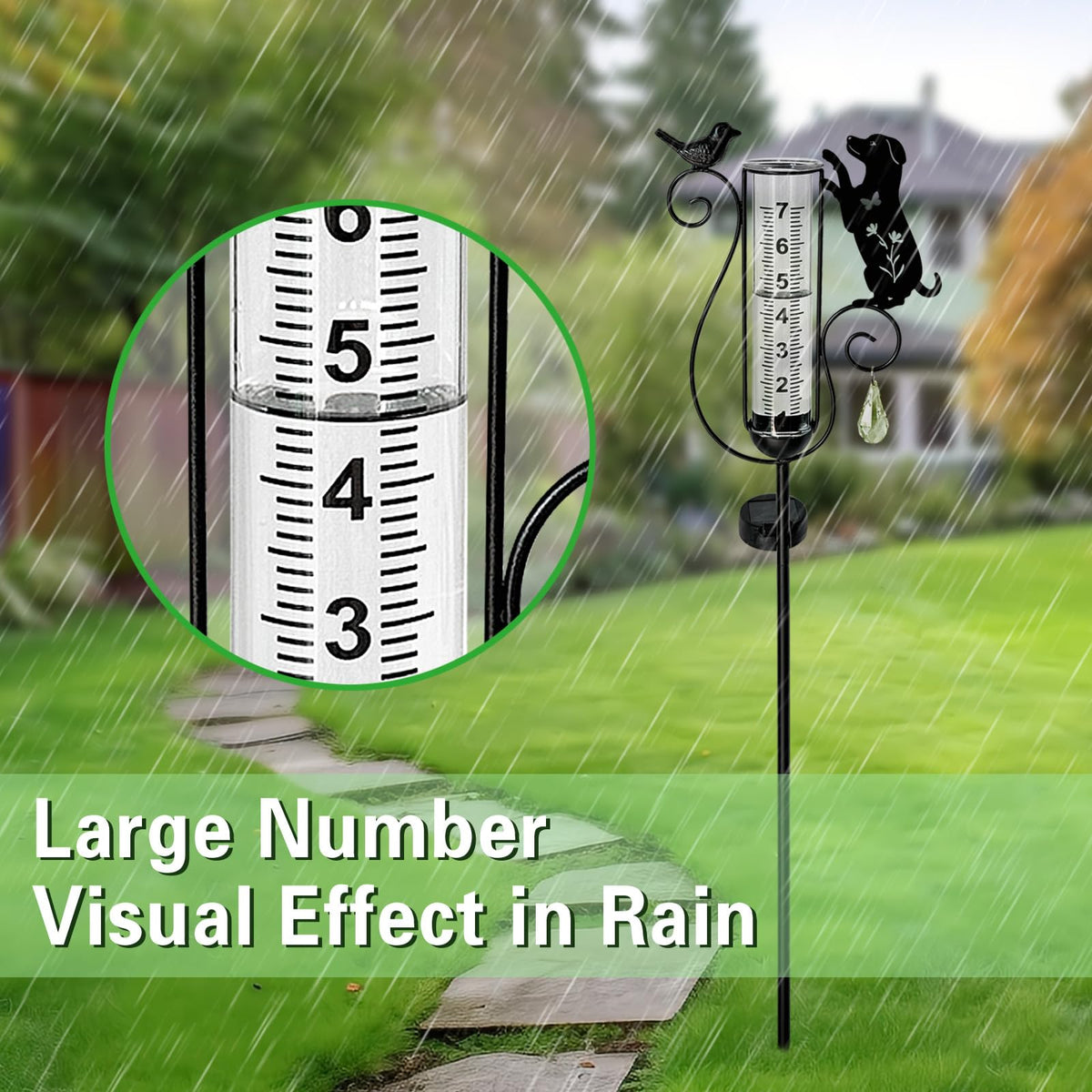 Hokfirm durable metal and glass rain gauge withstands outdoor use