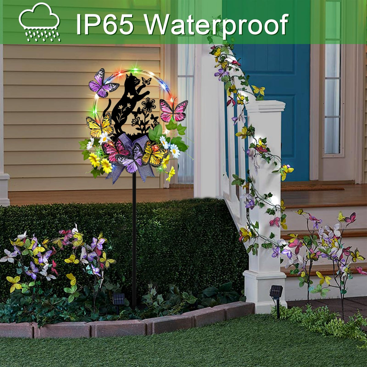 Hokfirm weatherproof cat stake lights up in rain or shine