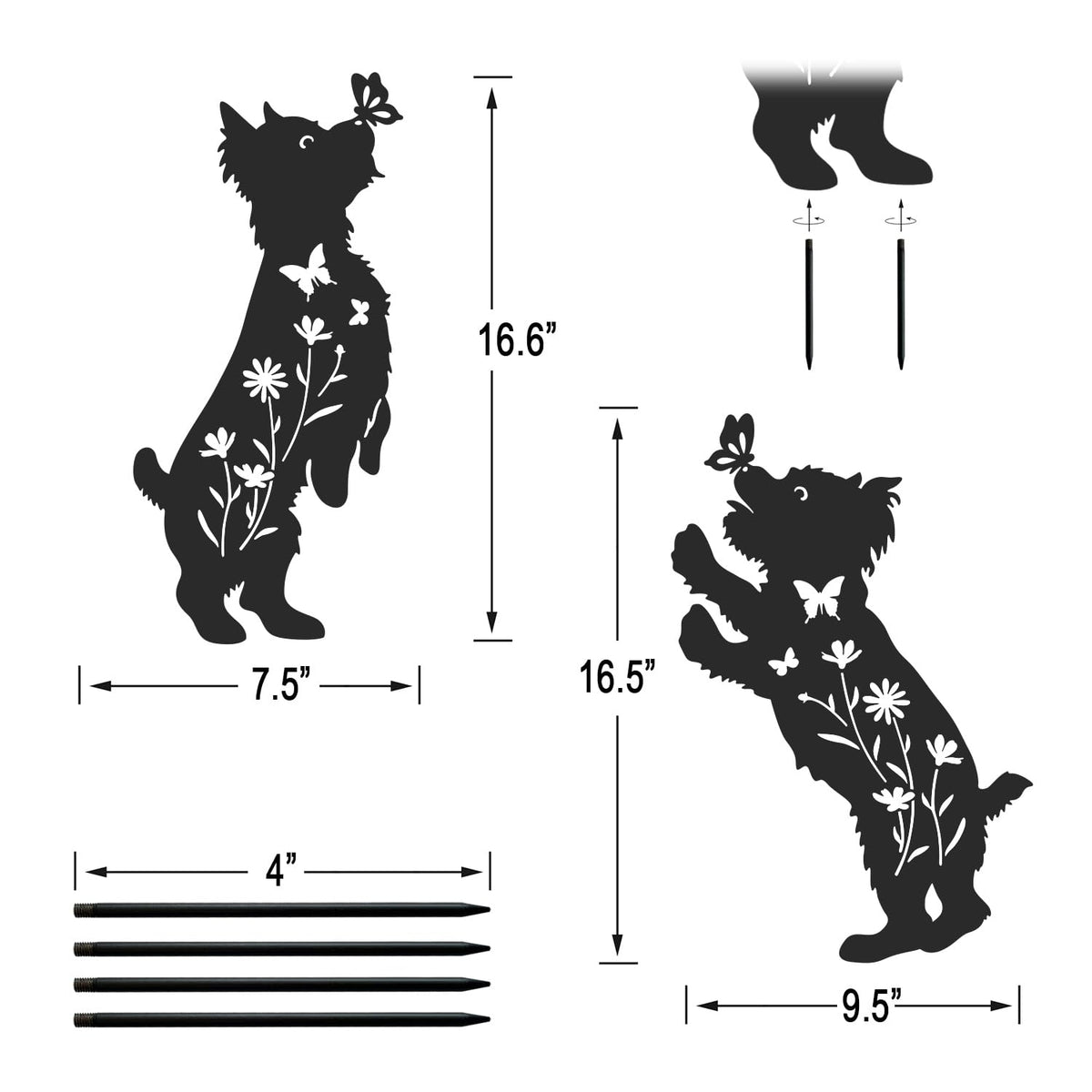 Hokfirm yard art Yorkie silhouettes brighten lawns and pathways.