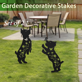 Hokfirm Yorkie garden stake set – side view, weatherproof metal for long-lasting display.