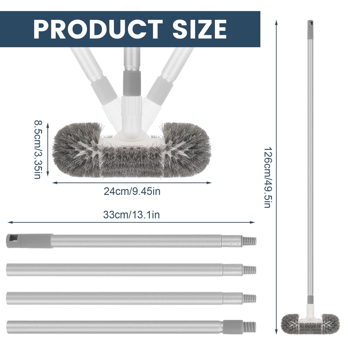 HOKLNUSE deck brush 120-degree pivot head targets corners precisely