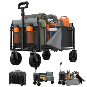 Holacamking 3in1 foldable wagon folded for compact storage and easy transport.