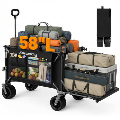 Holacamking 58-inch extender wagon with extended tailgate for long gear like tents.