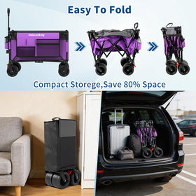 Holacamking foldable shopping cart saves trunk space when not in use.