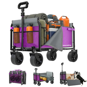 Holacamking folding wagon with side panel open for versatile cargo use