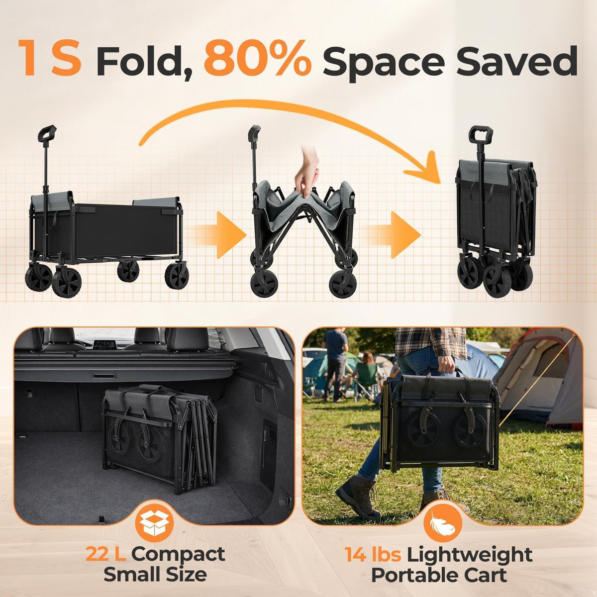Holacamking heavy-duty frame supports up to 220 pounds for hauling.