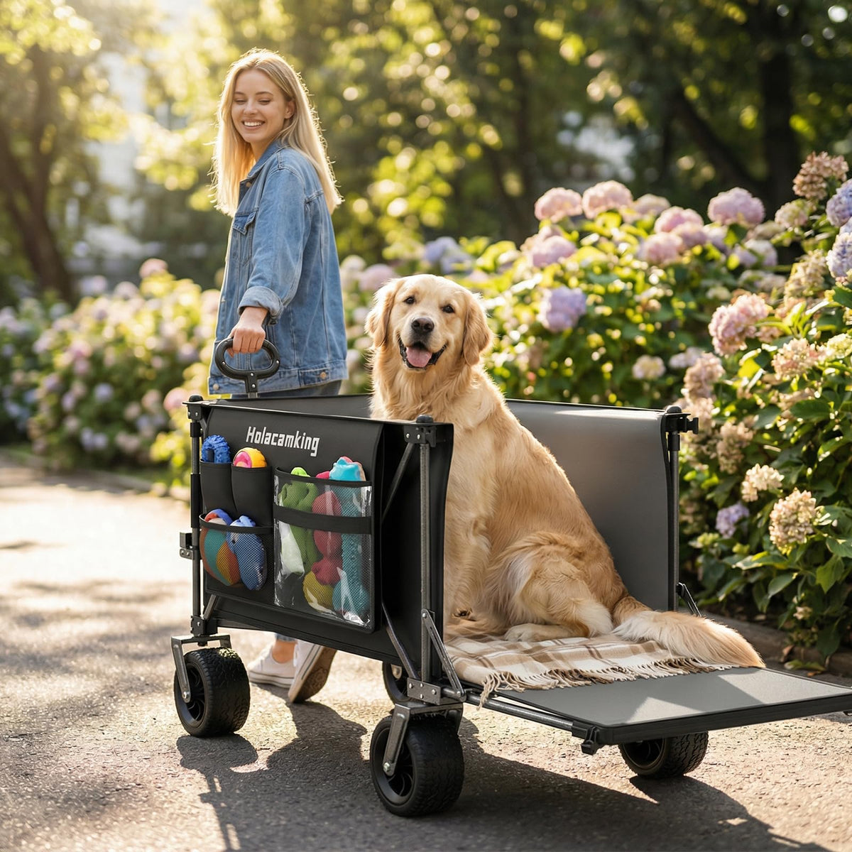 Holacamking heavy-duty wagon frame highlights durable metal construction.