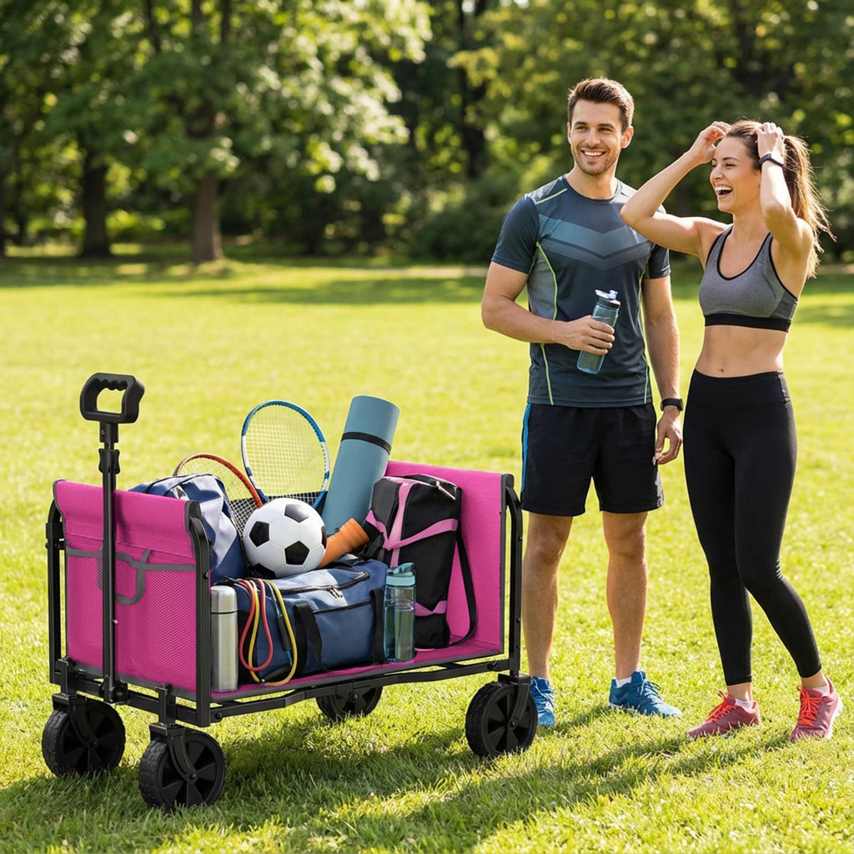 Holacamking pink outdoor helper wagon adds a stylish touch to outings.