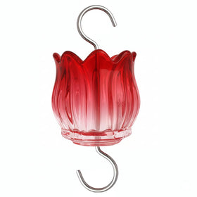 HOLAHOMA Glass Ant Moat with tulip design deters ants while nectar remains visible.
