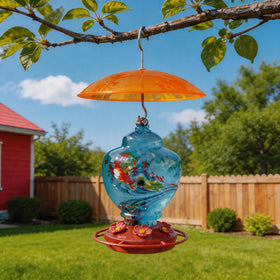 HOLAHOMA protective dome keeps small feeders dry during storms