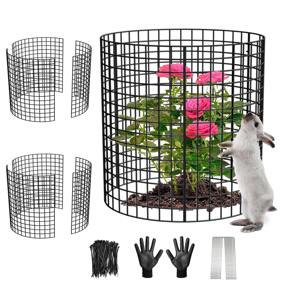 HOLANHING 3-Pack plant protectors assembled cages protect garden plants from animals.