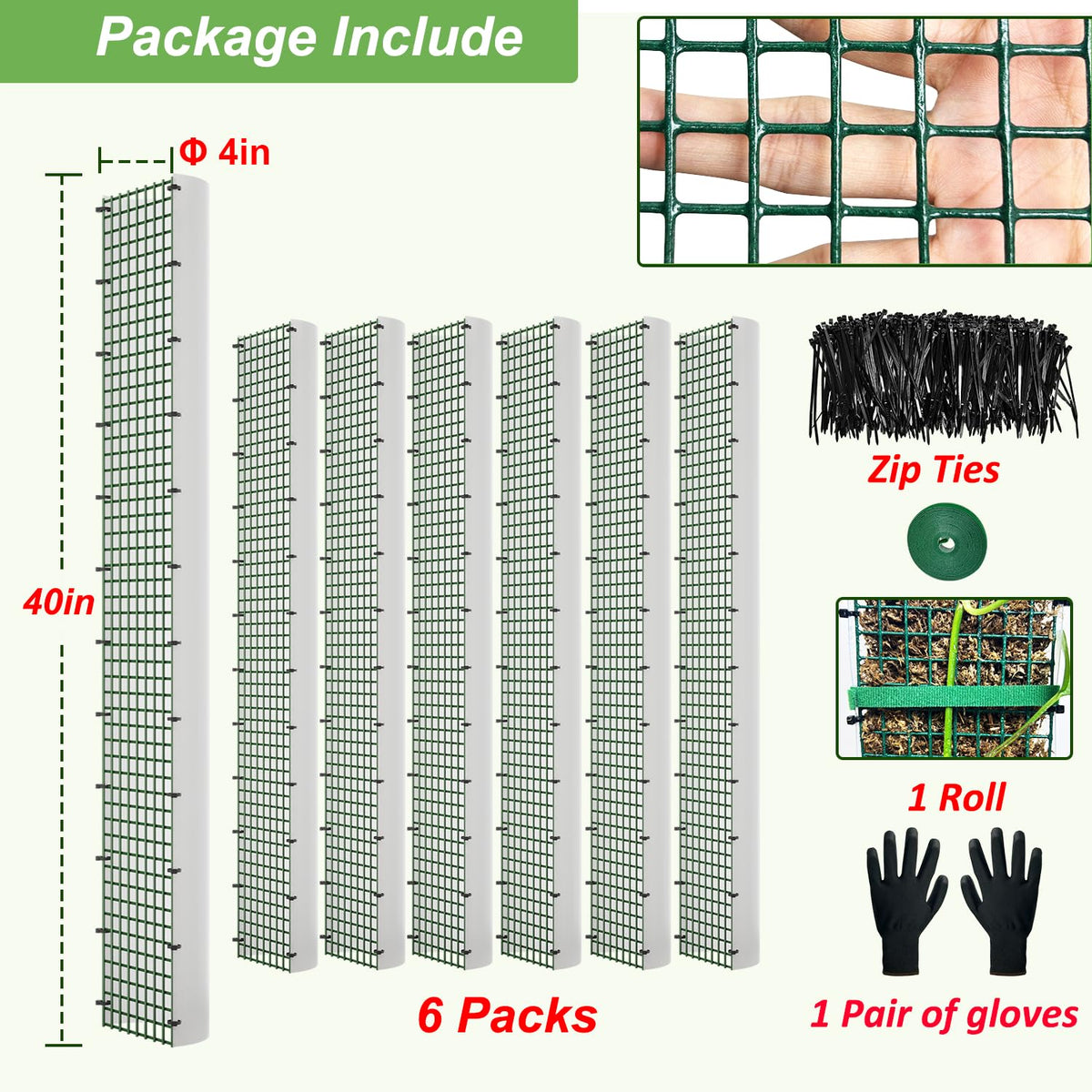 HOLANHING assembly kit with ties and gloves for quick setup