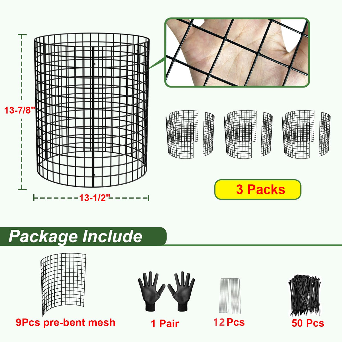 HOLANHING includes zip ties and stakes for secure setup.