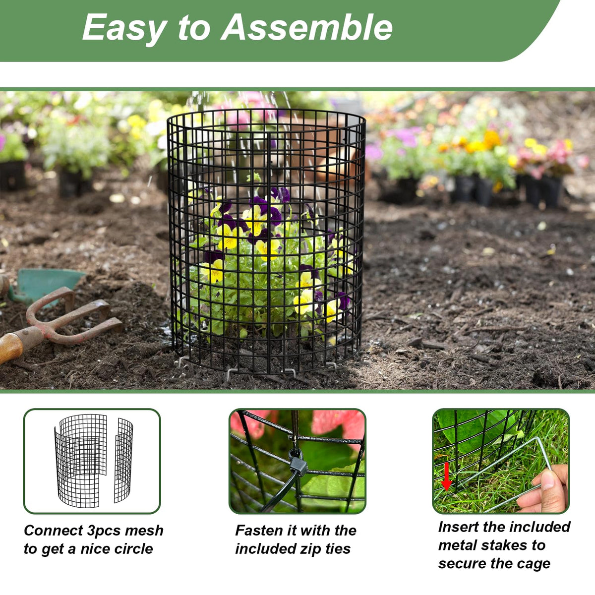HOLANHING plant cage measures 13.4 inches diameter for compact yet protective coverage.
