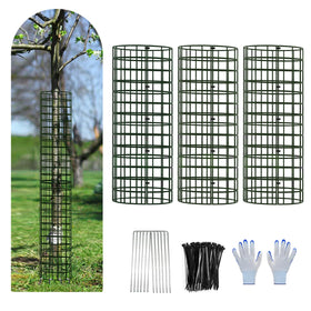 HOLANHING tree trunk protector 3-pack surrounds a sapling for deer protection.