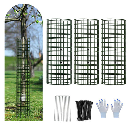HOLANHING tree trunk protector 3-pack surrounds a sapling for deer protection.