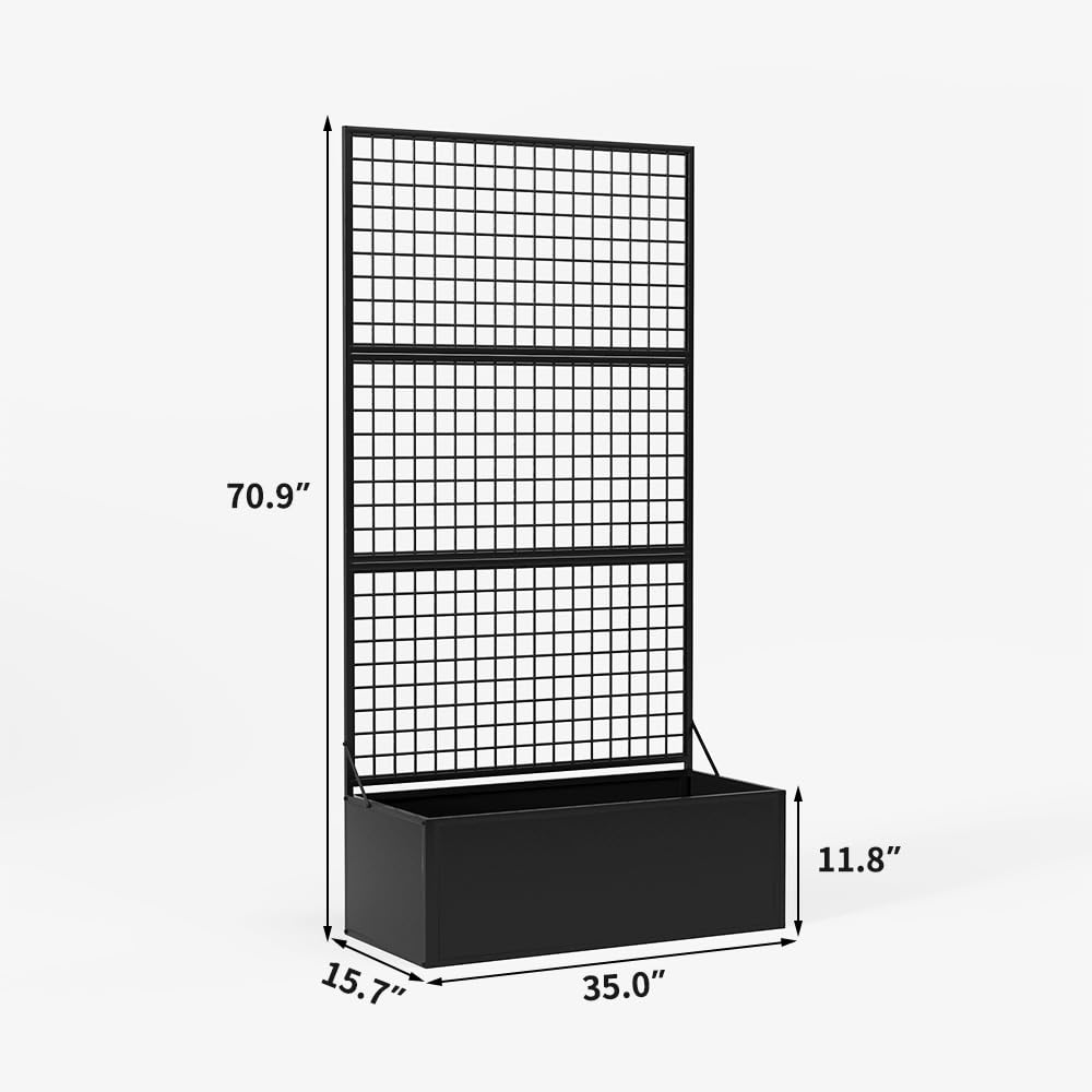 HOLCEPZN 71-inch tall by 35-inch wide by 16-inch deep planter fits patios and balconies.