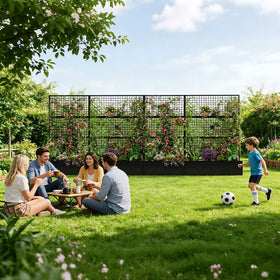 HOLCEPZN expansive interior supports vegetables, herbs, and flowering vines.