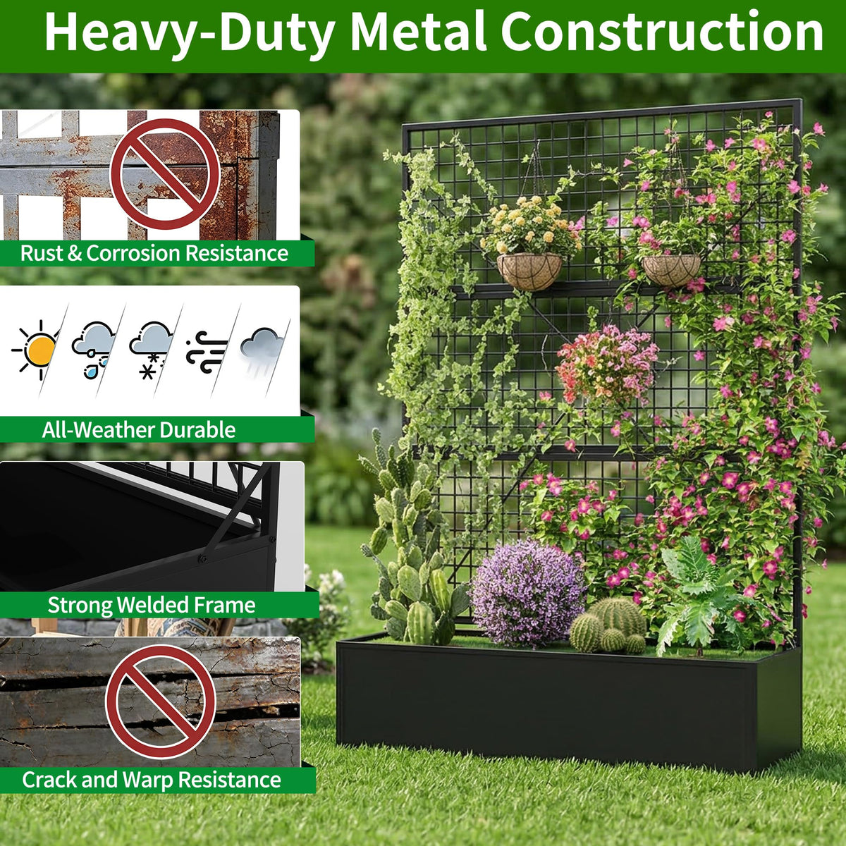 HOLCEPZN heavy-duty steel construction provides durable outdoor support.