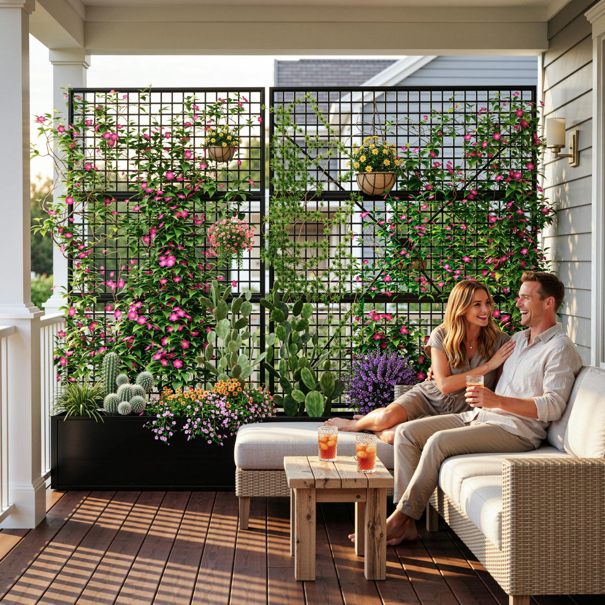 HOLCEPZN metal raised garden bed showcases a sturdy outdoor frame in black.