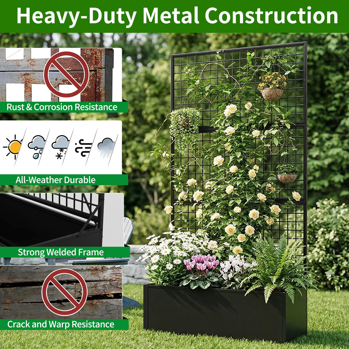 HOLCEPZN privacy screen creates a green wall that improves outdoor privacy.