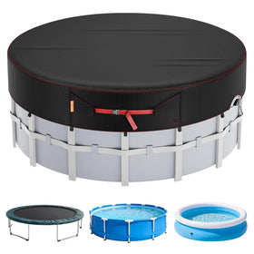 HOLDCOVER 10 ft round solar pool cover, top view, protects against debris and rain.