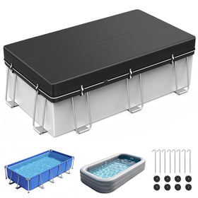 HOLDCOVER 7x10ft rectangle pool cover top view protecting from debris and dust