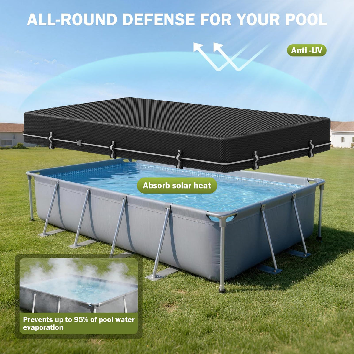 HOLDCOVER 7x10ft UV-protected seams shield pool surface year-round