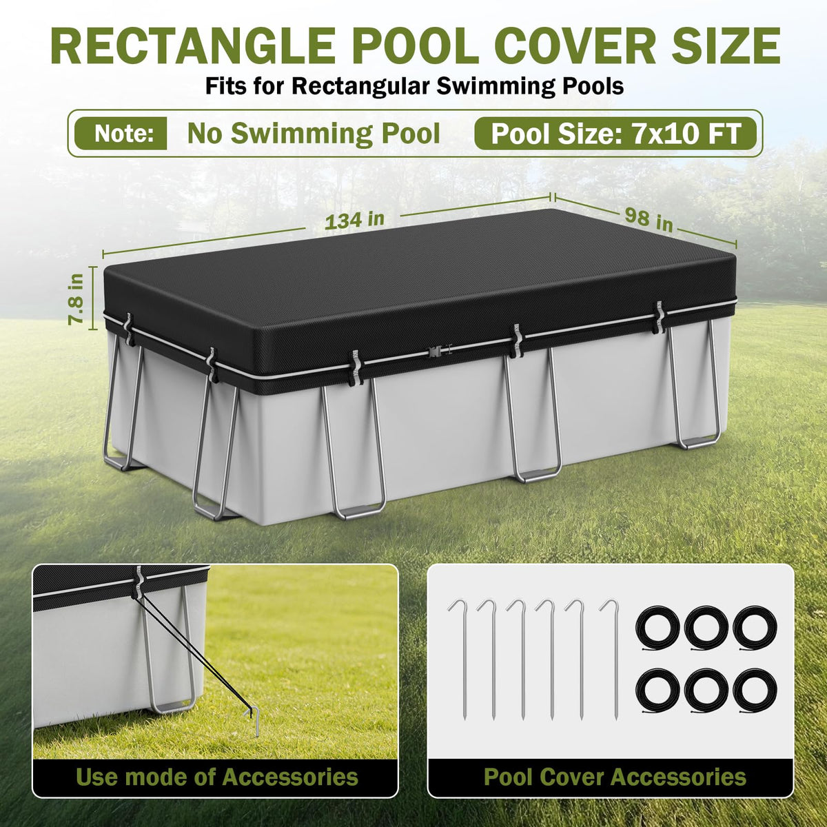 HOLDCOVER 7x10ft windproof edge-ring design with weights for stability