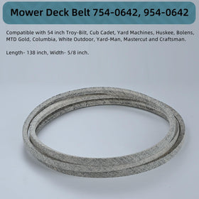 Holdly 138-inch by 5/8-inch belt specifications for riding mowers.
