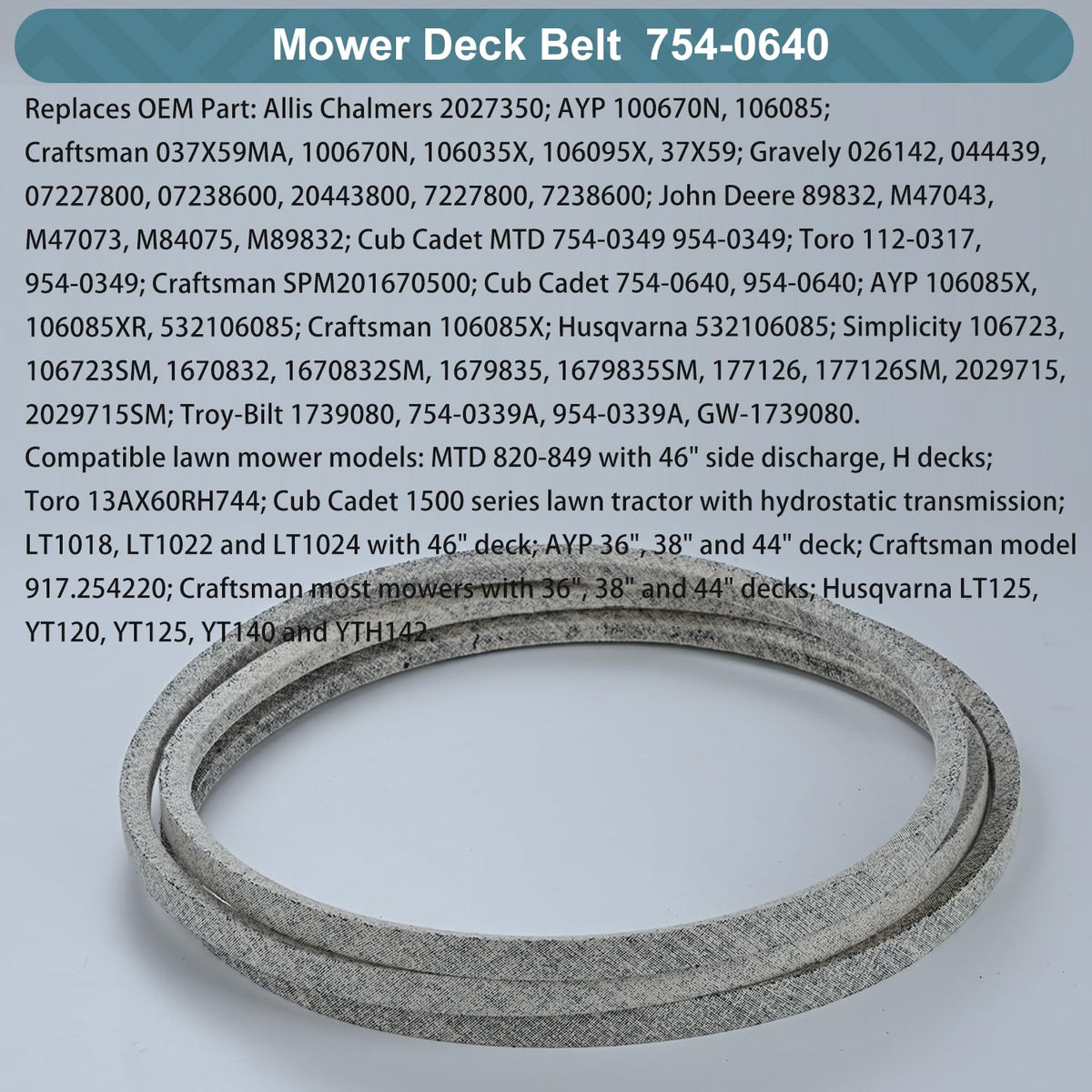 Holdly Kevlar drive belt Toro 112-0305 supports smooth transmission.