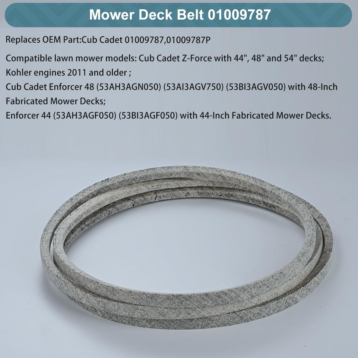 Holdly kevlar mower belt close-up highlighting wear resistance for long life.