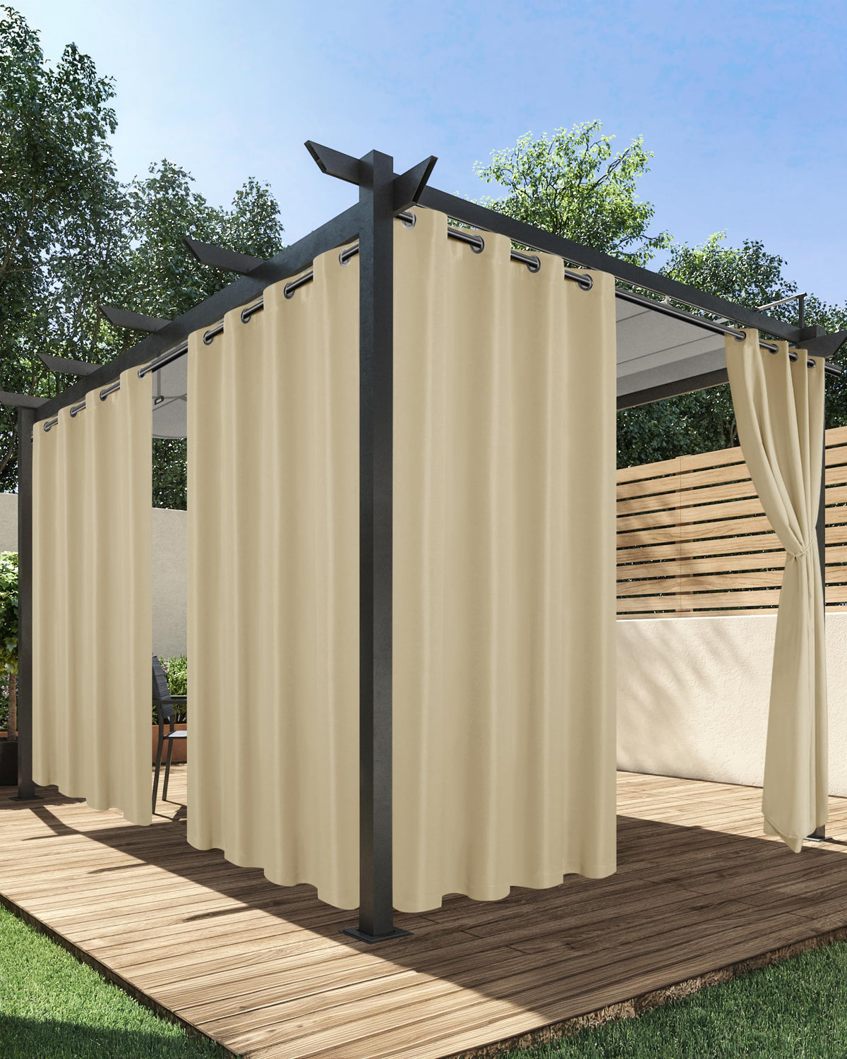 HolidayIdeas outdoor cream panel hanging for private patio shade