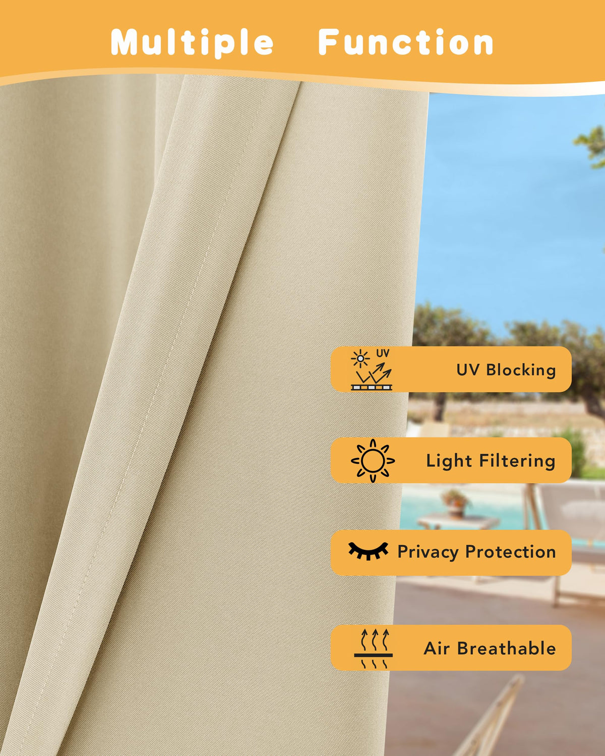 HolidayIdeas privacy and UV blocking curtain on gazebo for sun protection