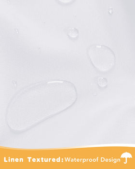 HolidayIdeas waterproof fabric close-up showing durable outdoor curtain material.