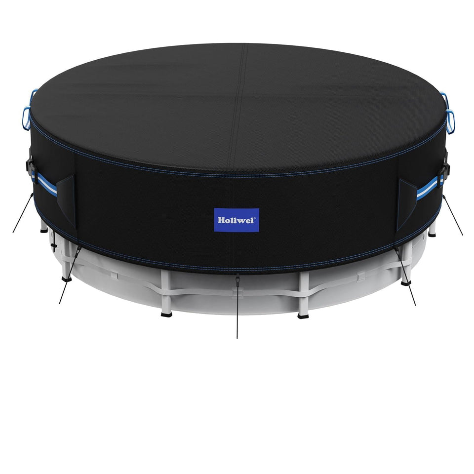 Holiwei round pool cover with reflective strips improves night visibility