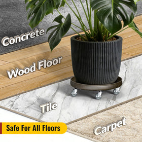 HOLKIE plant caddy fits planters up to 15 inches for versatile indoor or outdoor use.