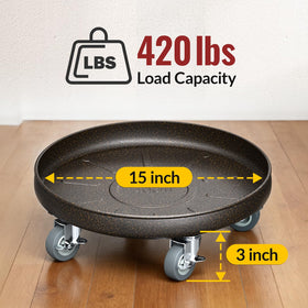 HOLKIE plant caddy drainage ridges lift planter for free drainage and reduced water buildup.