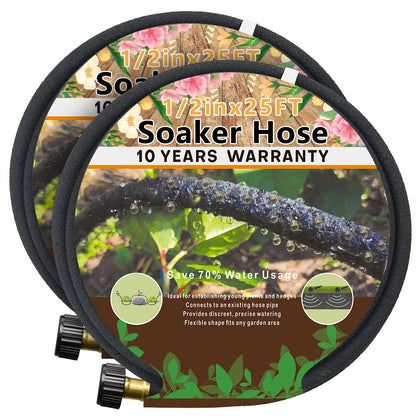 Holldoor half-inch soaker hose on ground for even water distribution.