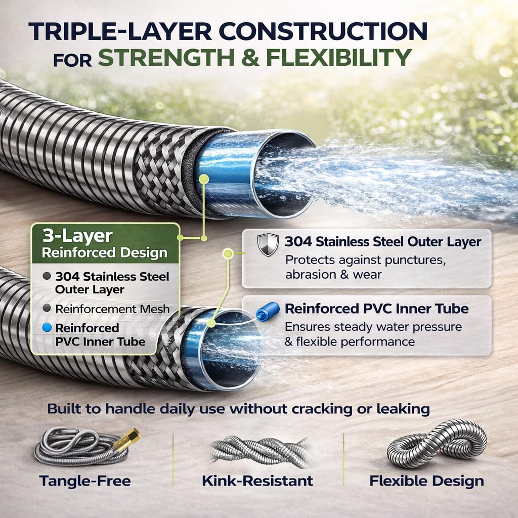 Holldoor no kink design keeps the hose straight during watering tasks.