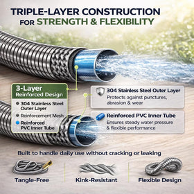 Holldoor no kink design keeps the hose straight during watering tasks.