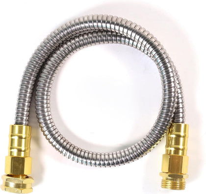 Holldoor short metal garden hose outer shell protects against punctures and weather.