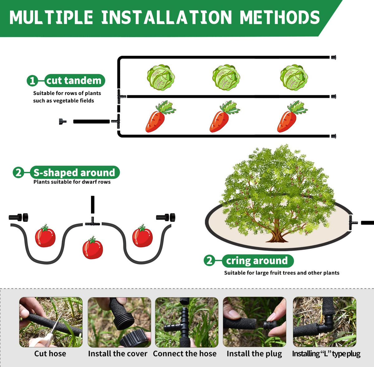 Holldoor soaker hose kit supports a water-saving garden setup.
