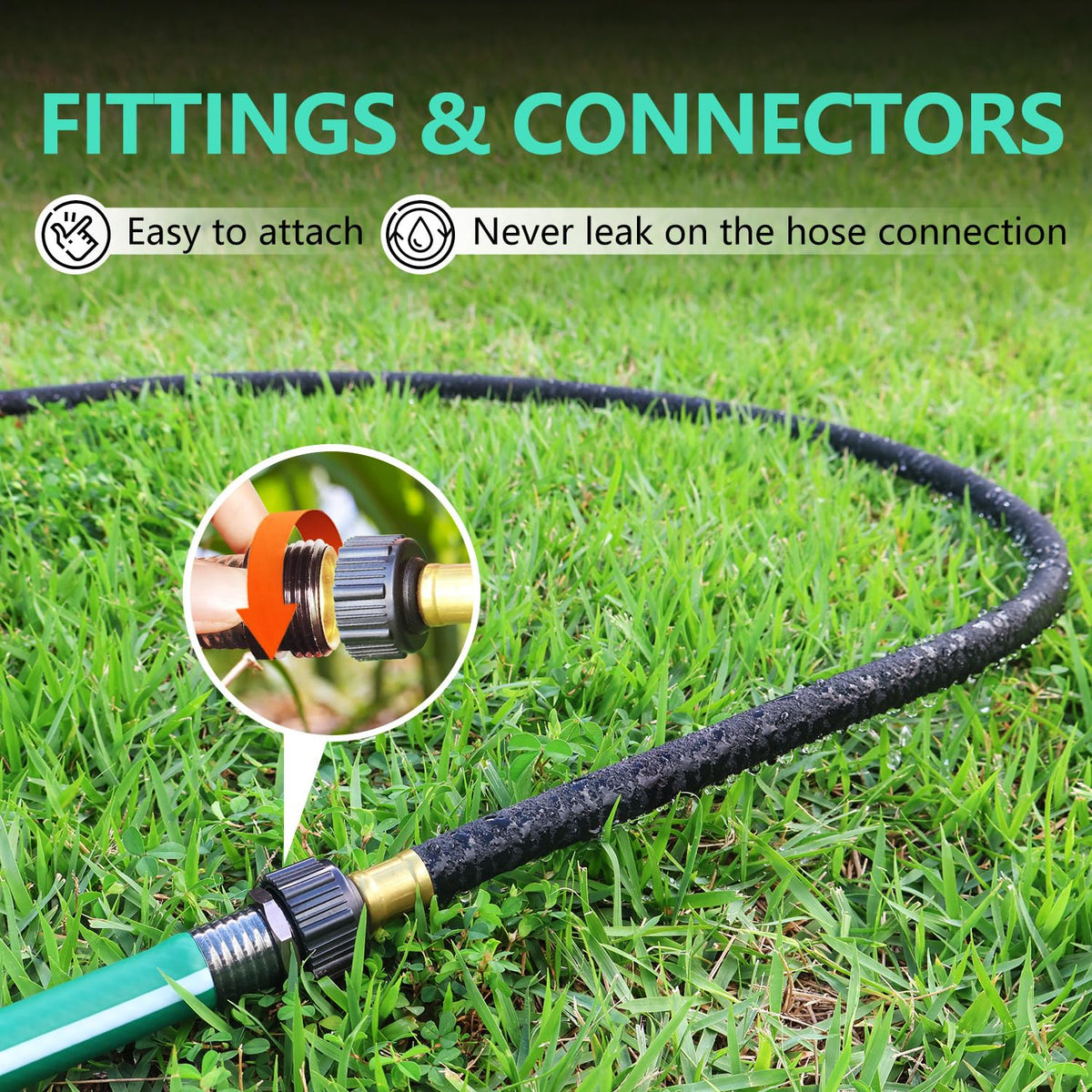 Holldoor soaker hose with screw fittings for easy connections.